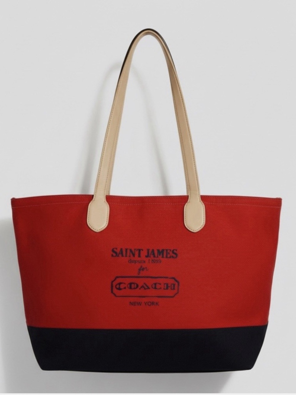 RARE - Coach St Saint James - Nautical - Canvas Tote Bag - Red Blue